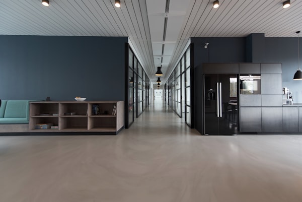 Modern commercial office space with clean painted walls