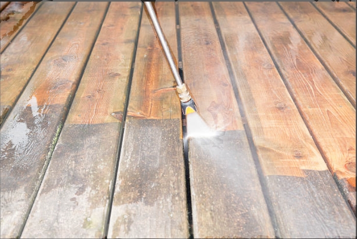 Pressure washing a clean residential surface